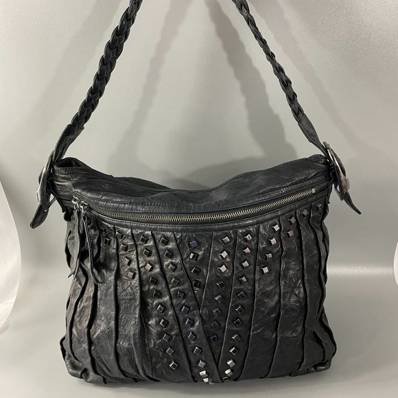 Treesje Black Studded Hobo Bag - Picture 1 of 12